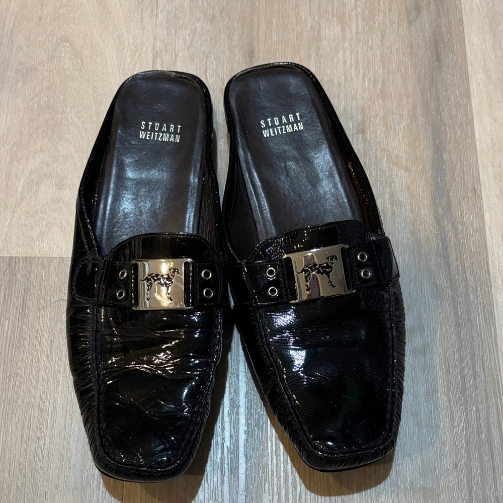 Stuart Weitzman Glossy Black Womens Slip-Ons